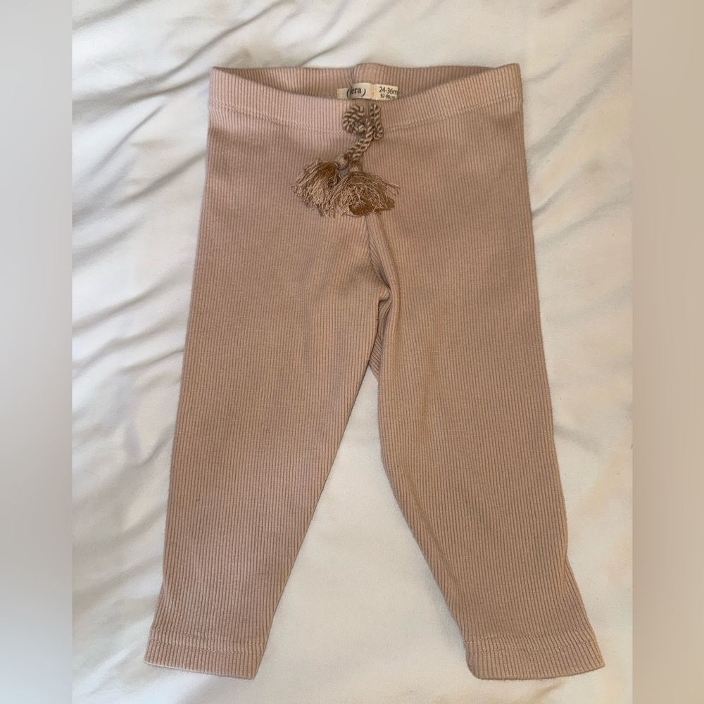 Sfera Kids Beige Ribbed Leggings